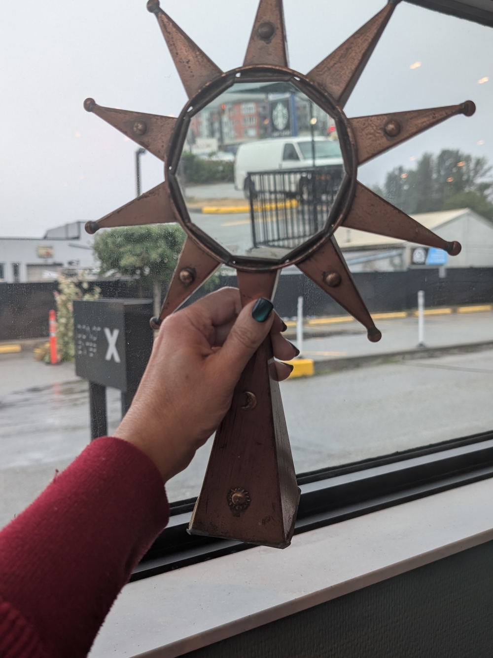 Vintage Mexican  Sunburst Decorative Mirror - Copper Finish by